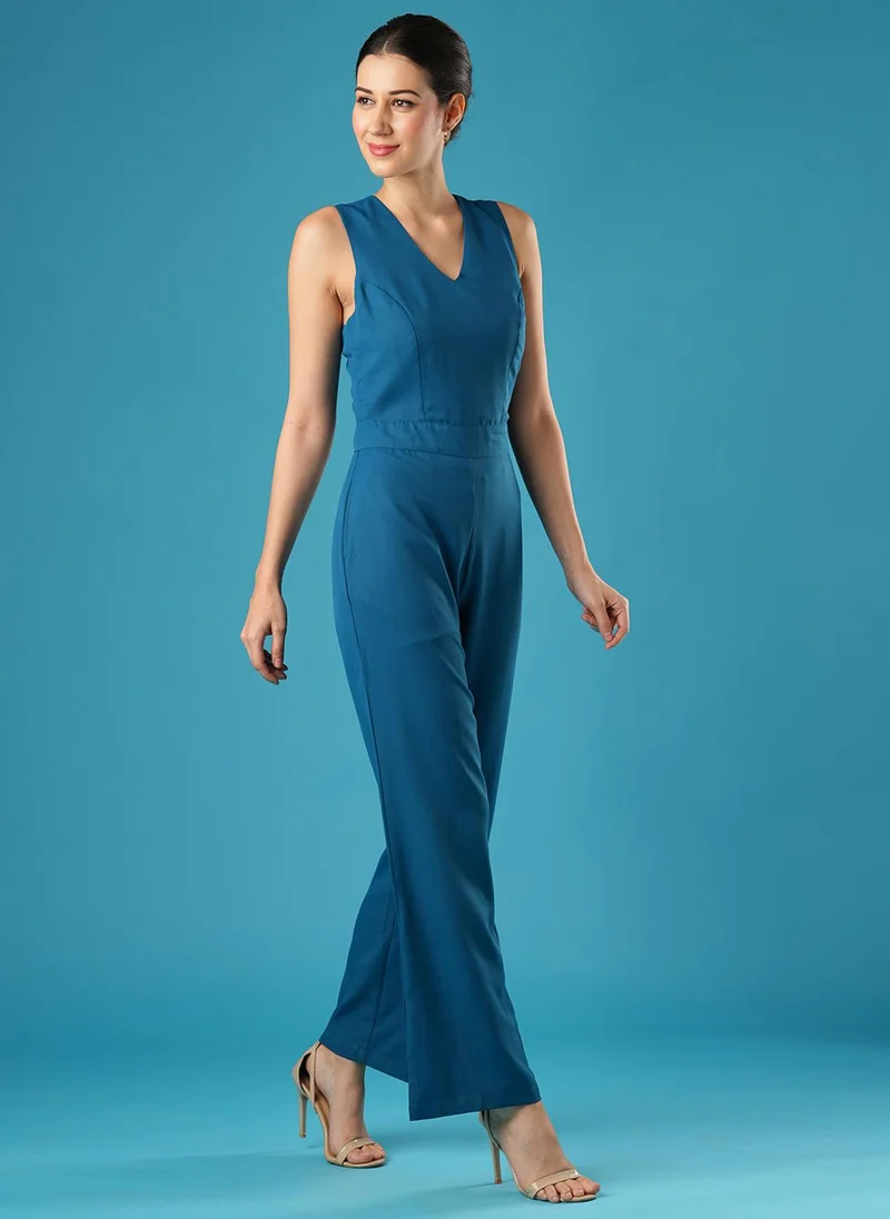 globus Teal Globus Women V-Neck Overalls Party Jumpsuit for Women | Best Price UAE